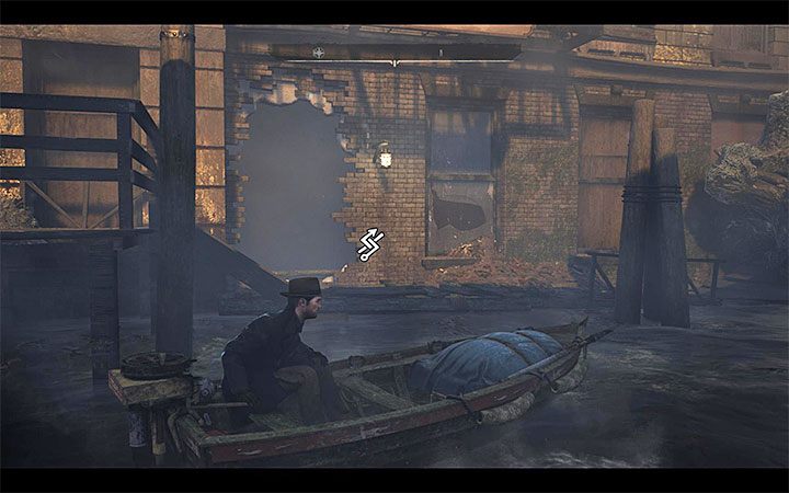 The place where you can dock a boat is located near the partially flooded building -presented in the picture above - Nosedive | The Sinking City walkthrough - Main cases - The Sinking City Guide