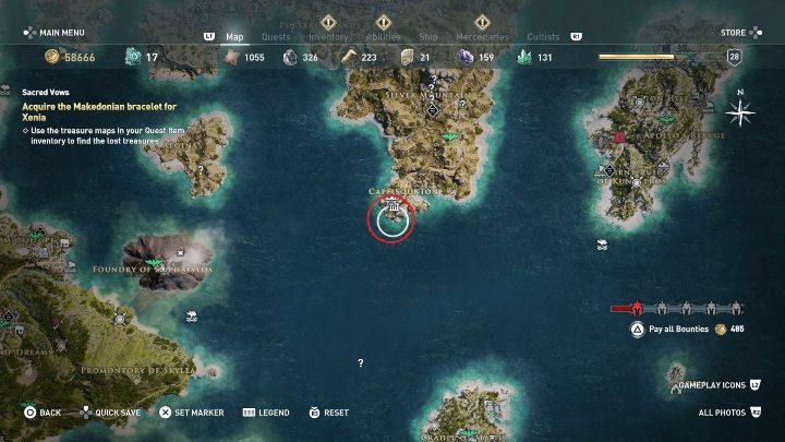 The pictures above show which map you have to use and the location of 