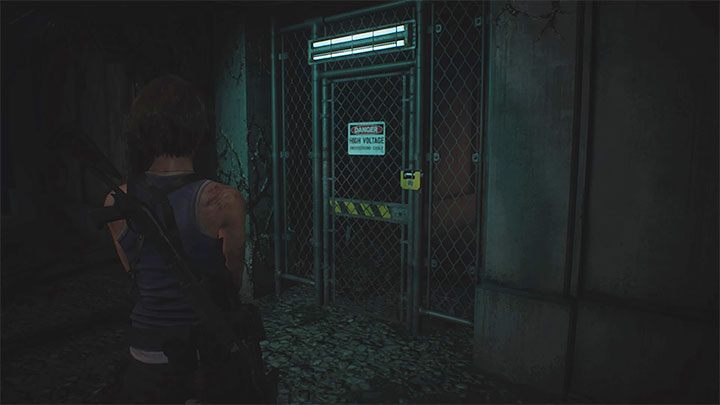 Reach the gate shown in the picture - it leads to an area with four breakers - Resident Evil 3: Substation walkthrough - Story walkthrough - Resident Evil 3 Guide