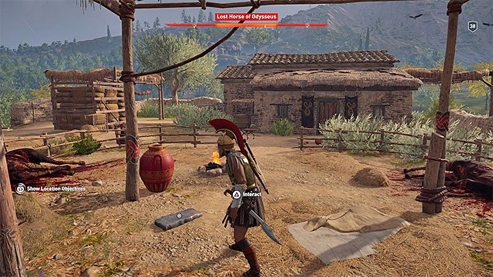 The location of the Enigmatic Ostraka: Go to the Lost Horse of Odysseus in the south-western region of Arcadia - Ainigmata Ostraka in Arcadia in Assassins Creed Odyssey - Ainigmata Ostraka - Assassins Creed Odyssey Guide