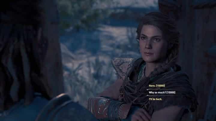 Once you reach the leader of the pirates, you will be forced to pay a certain amount in drachmae - Important choices in Chapter 5 of Assassins Creed Odyssey - Important choices - Assassins Creed Odyssey Guide