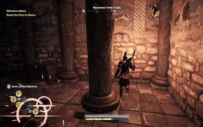 Continue forward - after you avoid the trap at the ramification, turn left - Attika - Tombs in Assassins Creed Odyssey Game - Tombs - Assassins Creed Odyssey Guide