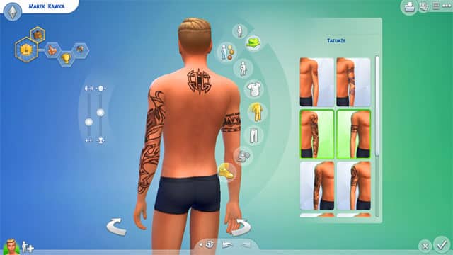 In the second tab (Tattoos) you can give your Sim some tattoos - Clothes | Creating a Sim - Creating a Sim - The Sims 4 Game Guide