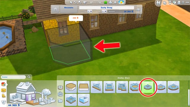 Terrace can also be built on the ground floor by using a proper tool in the build mode - Expanding a house | The house - The house - The Sims 4 Game Guide