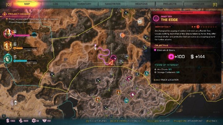 Bandit den called The Edge is located in the southern part of the location - Bandit Dens in Broken Track - Rage 2 - Bandit Dens - Rage 2 Guide