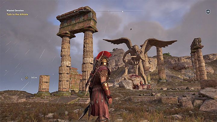 The purpose of the journey is the statue of Kronos located on a hill - Ainigmata Ostraka on Elis in Assassins Creed Odyssey - Ainigmata Ostraka - Assassins Creed Odyssey Guide
