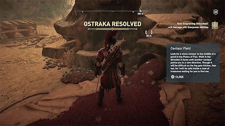 The interactive area is located inside a small cave - Ainigmata Ostraka on Elis in Assassins Creed Odyssey - Ainigmata Ostraka - Assassins Creed Odyssey Guide