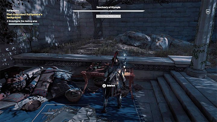 Walkthrough: After hearing the accusations against Kallipateira and offering help, go to the location where athletes rest - Side Quests on Elis in Assassins Creed Odyssey - Side Quests - Assassins Creed Odyssey Guide