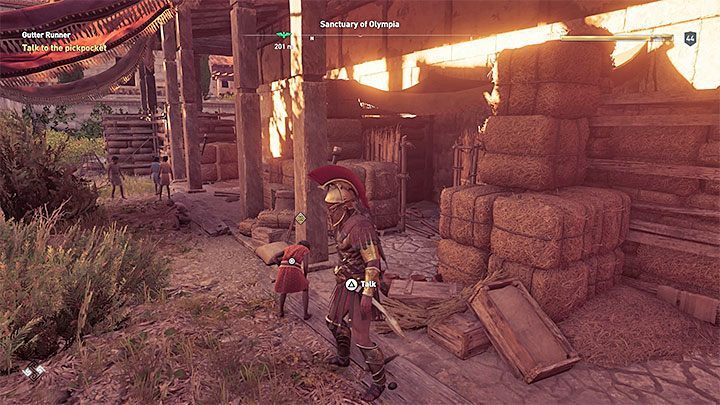 Walkthrough: While you are talking with the merchant, the hero is going to be pick pocketed by a girl called Maia - Side Quests on Elis in Assassins Creed Odyssey - Side Quests - Assassins Creed Odyssey Guide