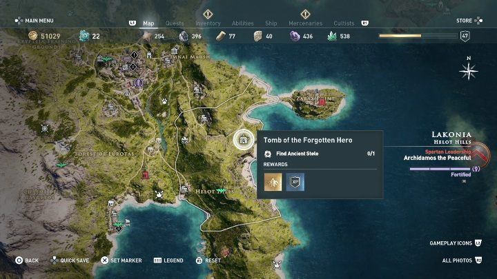 Location of the tomb: Eastern part of Lakonia - Lakonia - Tombs in Assassins Creed Odyssey - Tombs - Assassins Creed Odyssey Guide