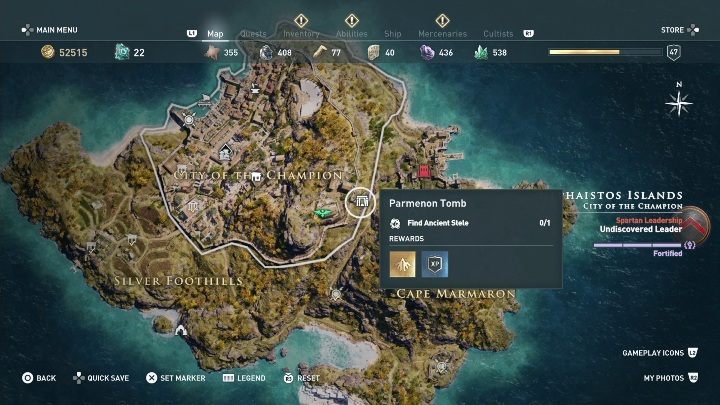 Location of the tomb: Center of Thasos island - Hephaistos Islands - Tombs in Assassins Creed Odyssey - Tombs - Assassins Creed Odyssey Guide