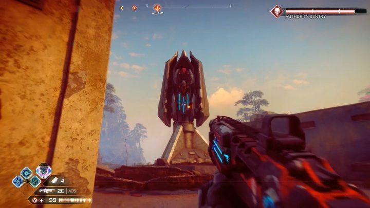 This sentry is located in the city - Brocken Track in Sekreto Wetlands - Rage 2 - Authority Sentry - Rage 2 Guide