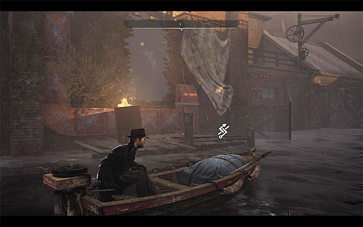 You have to get to the factory by boat and dock next to it (image above) as all the surrounding streets are flooded - Lost At Sea | The Sinking City walkthrough - Main cases - The Sinking City Guide