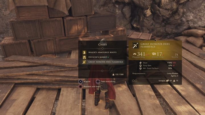 From the corpse, you get a key that allows you to open a chest near the camp - Locations of Legendary Items in GreedFall - Secrets and additional activities - GreedFall Guide