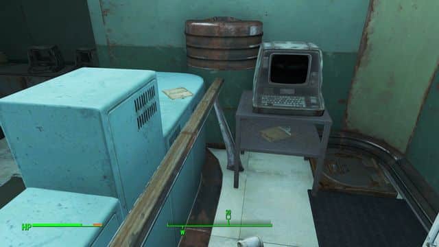 Also at the bottom, but this time in one of the corners of the room, you will find an advanced safe - Federal Surveillance Center K-21B - The Glowing Sea - Sector 8 - Fallout 4 Game Guide & Walkthrough