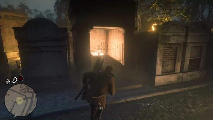 After the shooting, follow John and take the loot from the tomb - 