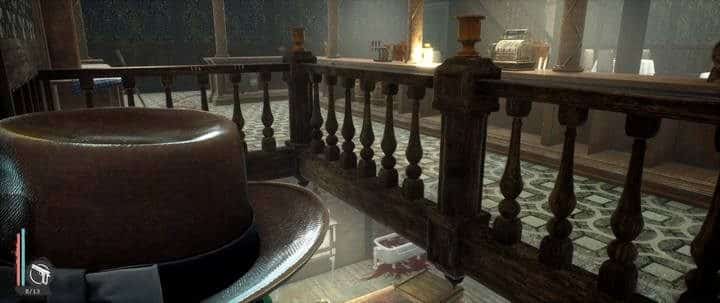 The entrance to the basement is behind the counter - jump over the railing - Field Research | The Sinking City walkthrough - Side cases - The Sinking City Guide